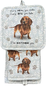 Oven Mitt Set Dachshound 3 Piece Kitchen Set