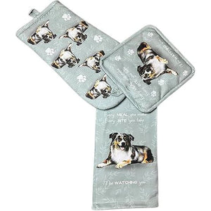Oven Mitt Set Austrian Shepard 3 Piece Kitchen Set