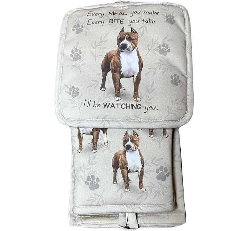 Oven Mitt Set Pit Bull 3 Piece Kitchen Set