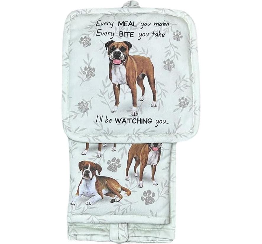 Oven Mitt Set Boxer 3 Piece Kitchen Set