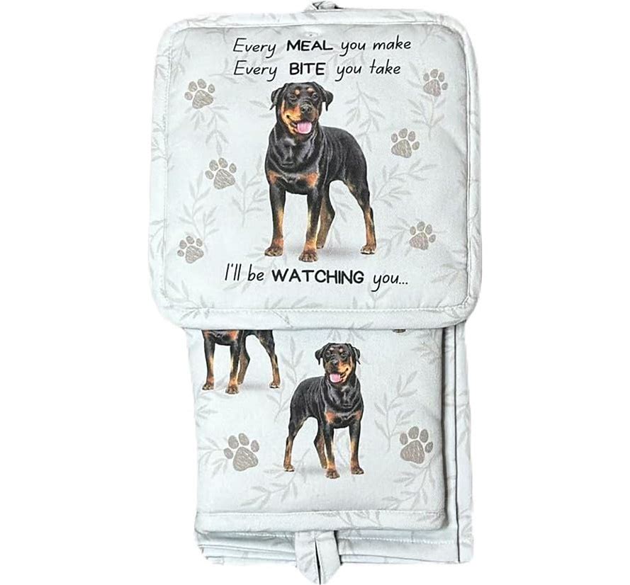 Oven Mitt Set Rottweiler 3 Piece Kitchen Set
