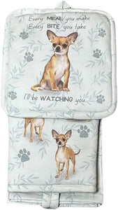 Oven Mitt Set Chihuahua 3 Piece Kitchen Set