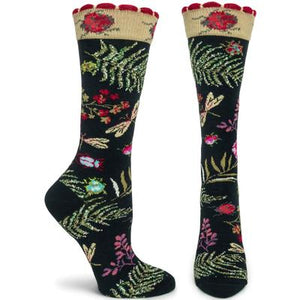 Ladybug Garden Sock- Black